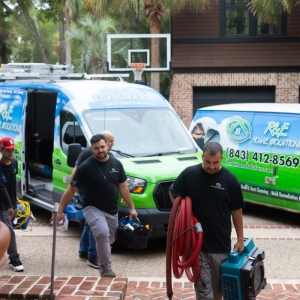 R & E Home Solution team preparing for work