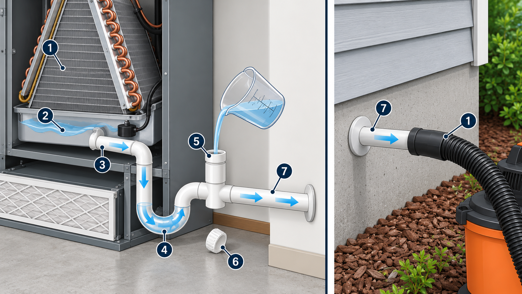 HVAC Condensate Drain Cleaning Diagram